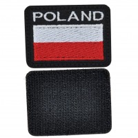 Emblemat Flaga Polski z Napisem POLAND na Rzep 52x42mm