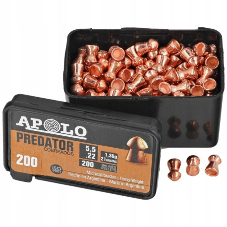 Śrut Apolo Predator Cobreados Copper 5,52 MM 1,36g 21 GRAIN 200 szt